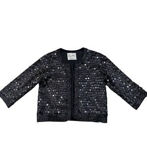 Lara Knit Women's Black Sequin Open Front Shrug Cardigan Size Medium